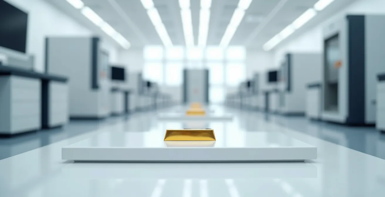 Processus d'authentification d'un lingot d'or dans un comptoir professionnel