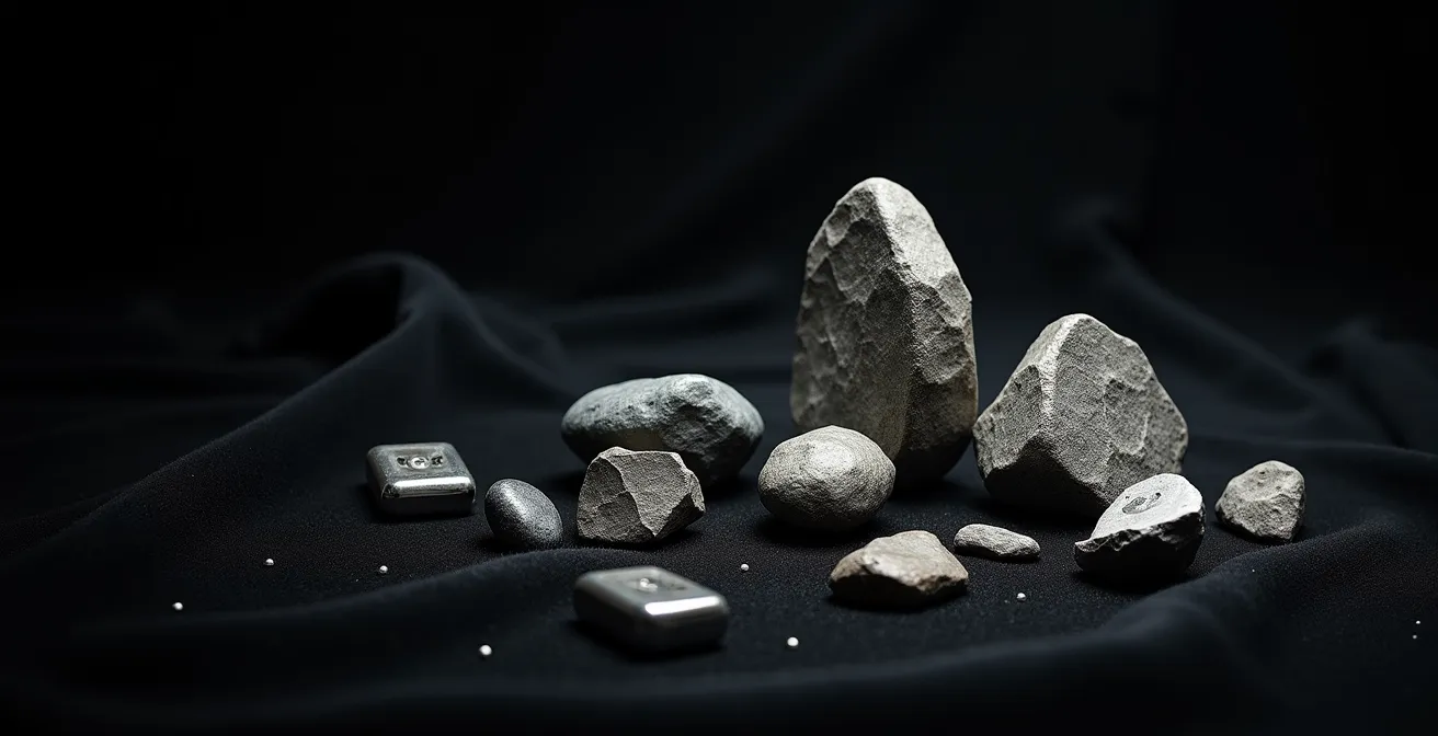 Gros plan sur des bijoux sculptés contemporains dans un atelier anversois