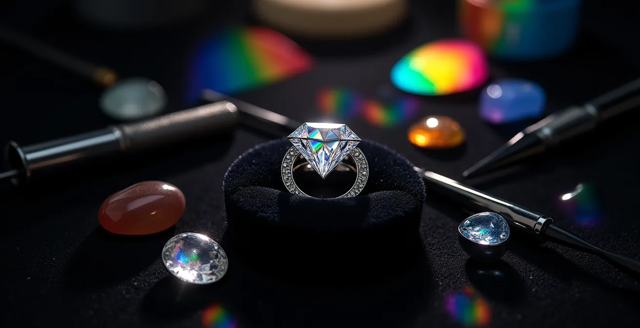 Certificat d'expertise de diamant avec détails techniques et classification