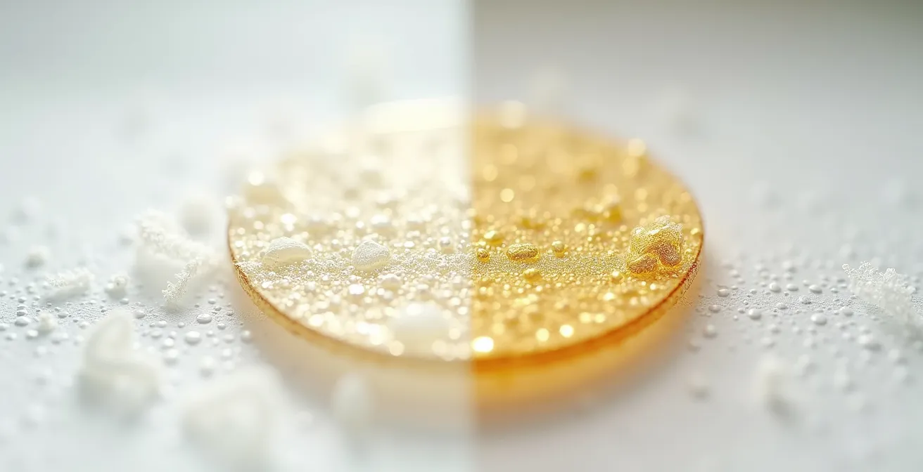 Vue microscopique comparant les fibres d'un chiffon microfibre adapté et d'un essuie-tout inadapté