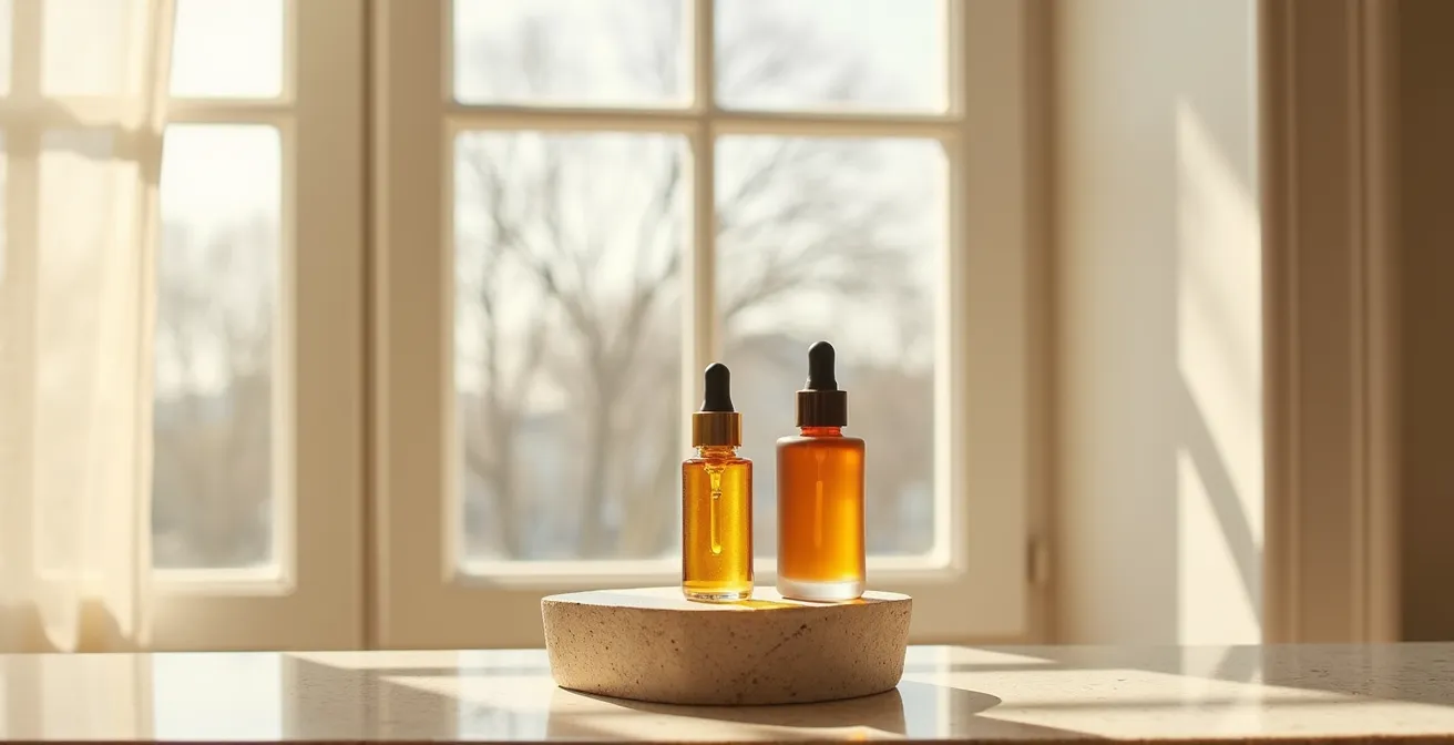 Comparaison visuelle entre deux flacons de sérum à différents prix