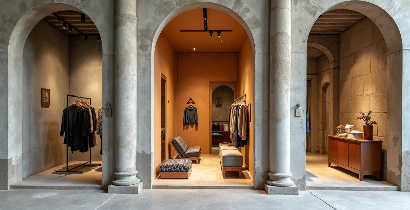 Vitrine d'un concept-store belge avec sélection de créations locales et ambiance minimaliste