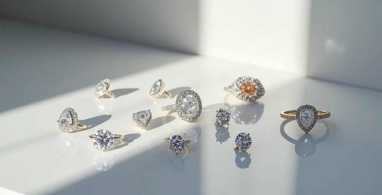 Bijoux belges modernes avec diamants non conventionnels dans un style minimaliste