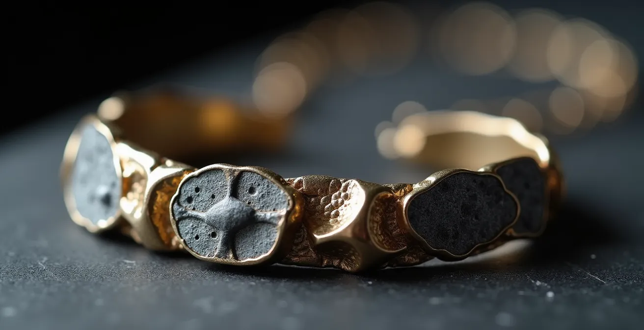 Gros plan sur des créations de bijoux belges contemporains aux lignes épurées