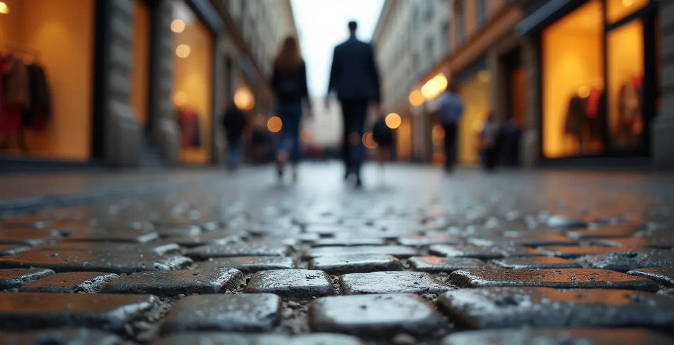 Vue aérienne des quartiers commerçants de Bruxelles avec itinéraires suggérés