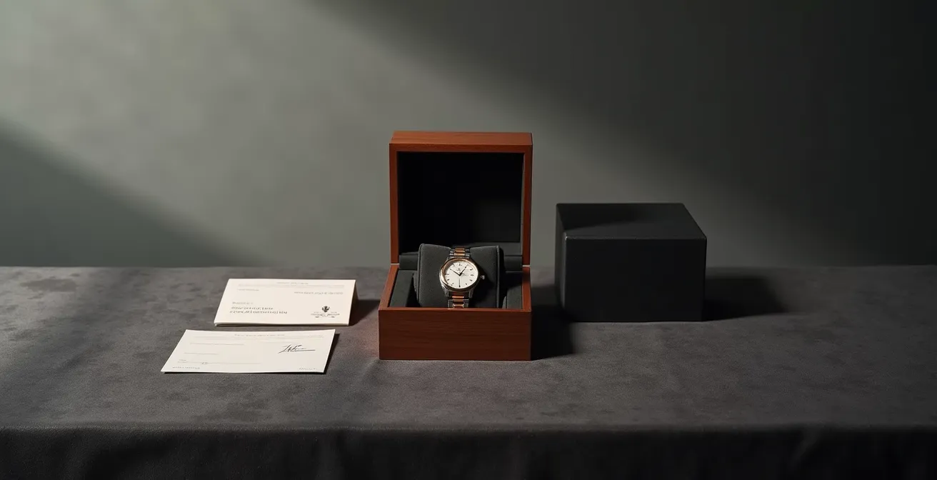 Coffret de montre de luxe avec certificats préservant la valeur de l'investissement