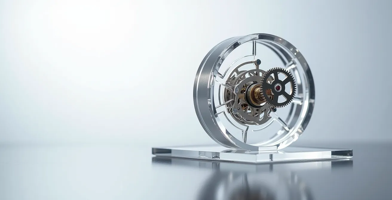 Rotor d'une montre automatique en mouvement illustrant le principe du remontage automatique